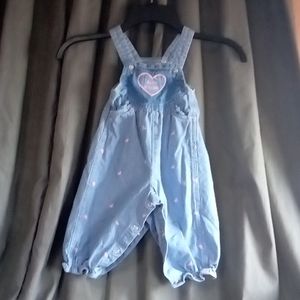 Oshkosh size 2/3T striped with heart pattern vintage overalls